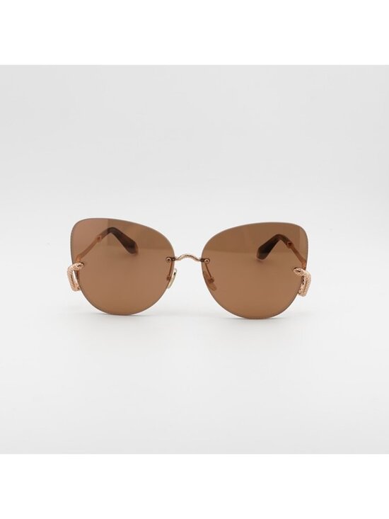 Roberto Cavalli SRC062 8FCX Sunglasses Gold Butterfly Frame, Brown Lenses